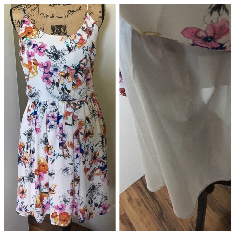 Aqua Floral Summer Dress with stretch and zip.